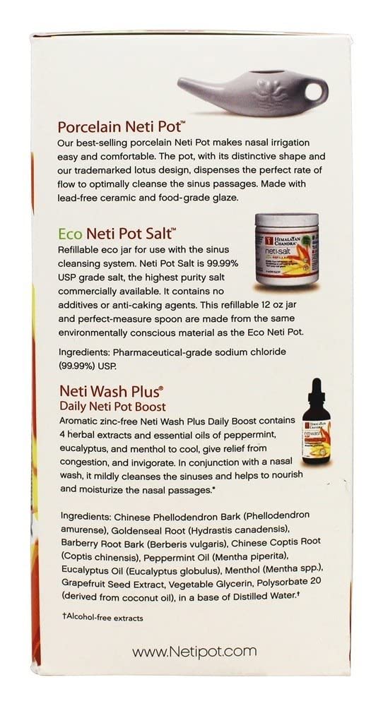 Himalayan Institute Original Neti Pot Complete Sinus Cleansing System Starter Kit (Pack of 2)