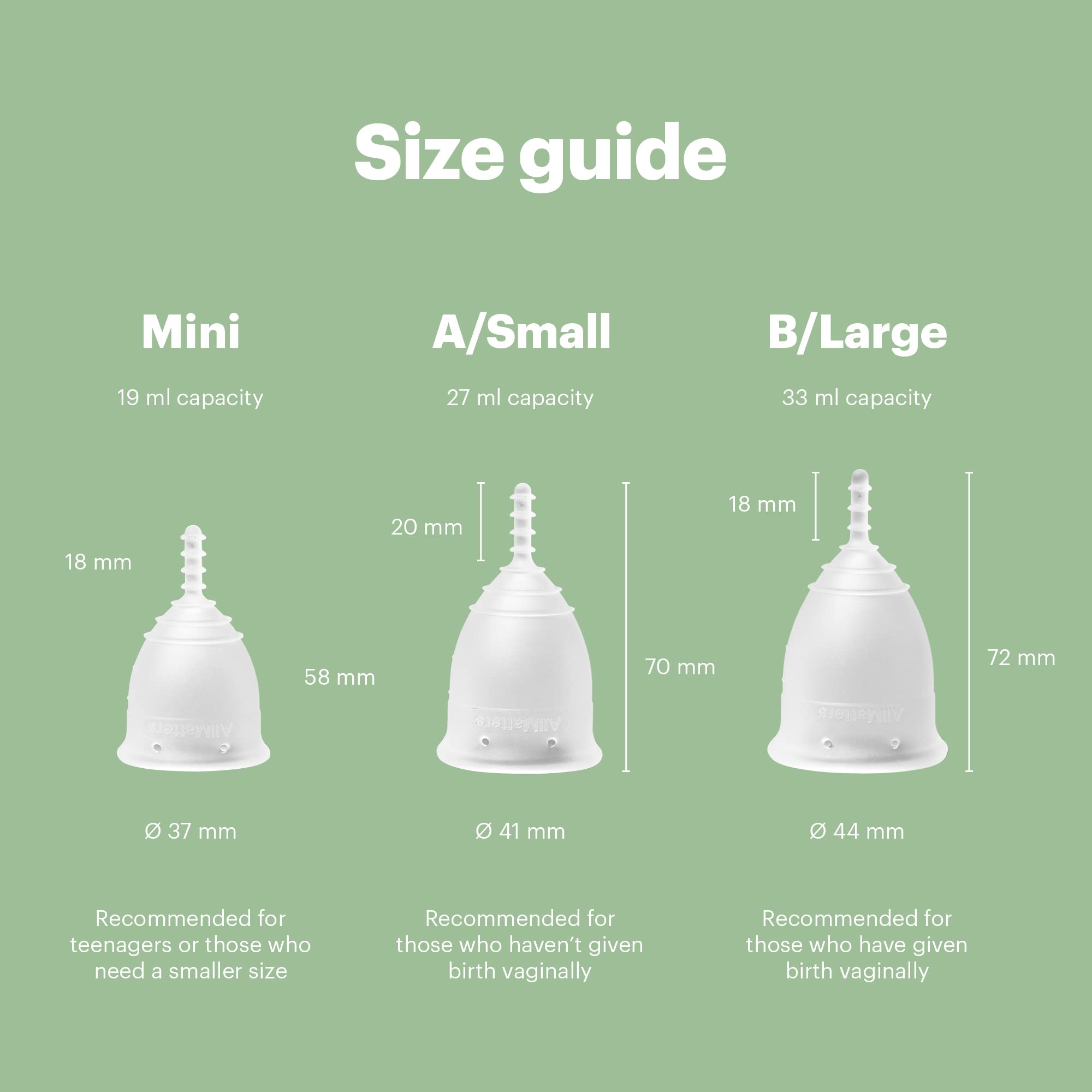AllMatters OrganiCup Menstrual Cup - Size Mini - Eco-Friendly, Reusable Period Solution - Superior to Pads & Tampons - Suitable