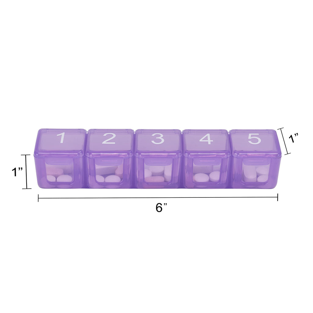 e-Pill 5 Times a Day x 7 Day Large Weekly Pill Organizer, Vitamin and Medicine Pill Box - with Discreet Case, Rainbow Color