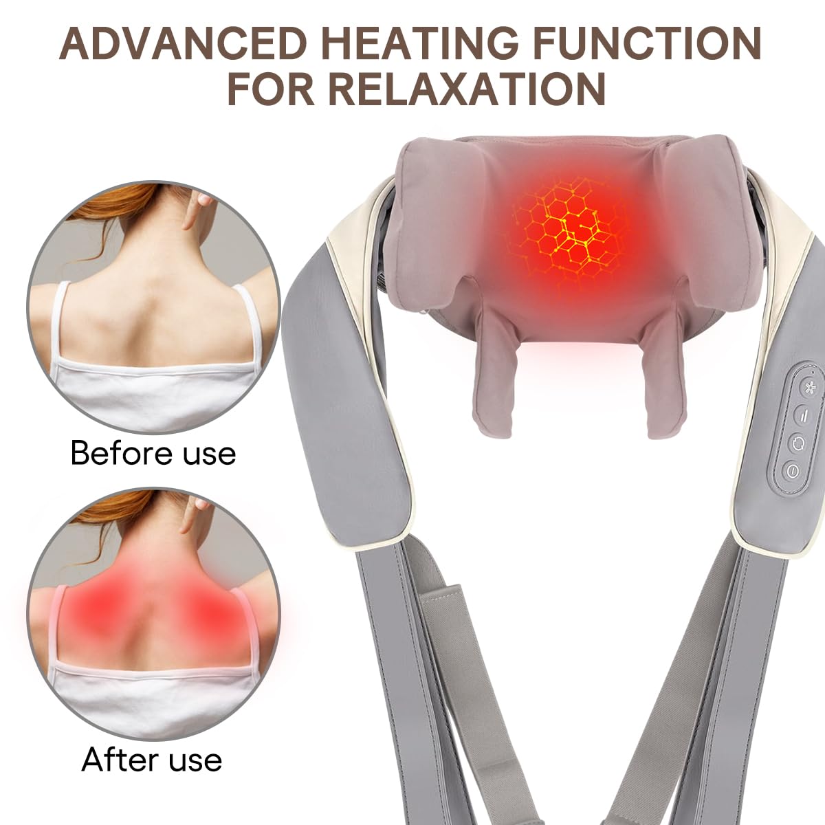 Fronnor Neck Massager with Heat Function Wireless Portable Neck Shoulder Massager,2 Modes 2 Levels Massager Women Men Gift-Home,