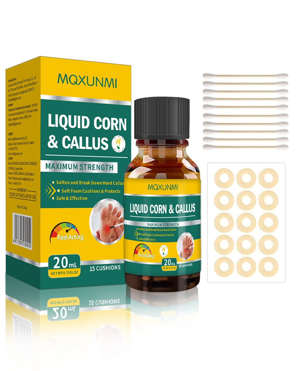 MQXUNMI Liquid Corn Removers for Feet, Maximum Strength Corn Removers for Toes, Fast Acting Liquid for Corn, Safe Foot Care with