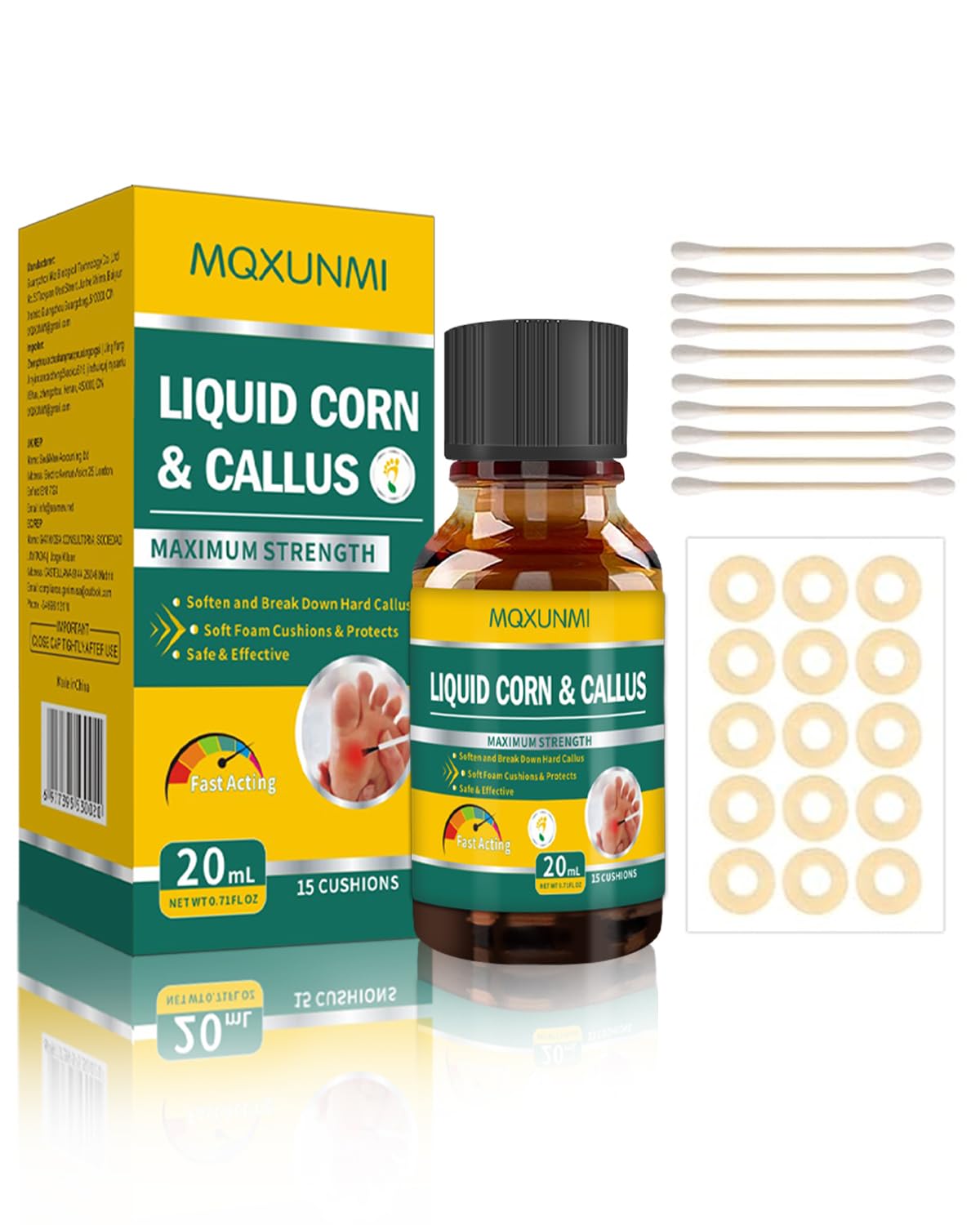 MQXUNMI Liquid Corn Removers for Feet, Maximum Strength Corn Removers for Toes, Fast Acting Liquid for Corn, Safe Foot Care with