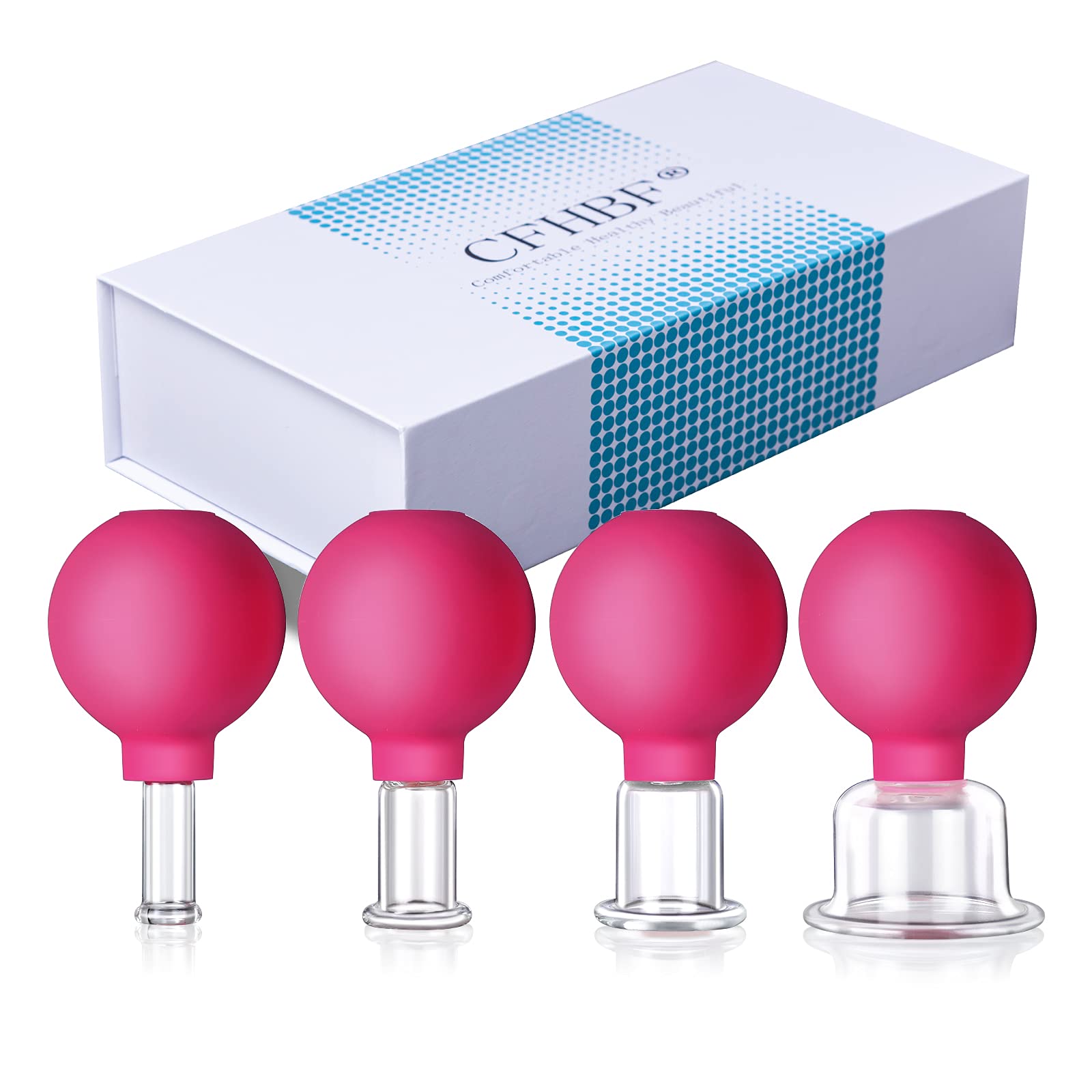 CFHBF 4 Size Facial Cupping Therapy Set Glass, Eye Face Vacuum Massage Anti Cellulite Cup - Silicone, for Beauty Body Cup Lympha