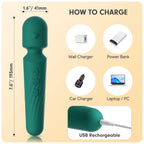 Electric Travel Massager, 10 Modes 5 Speed Powerful Silent Waterproof Handheld Neck Muscle Massage Tool (Green)