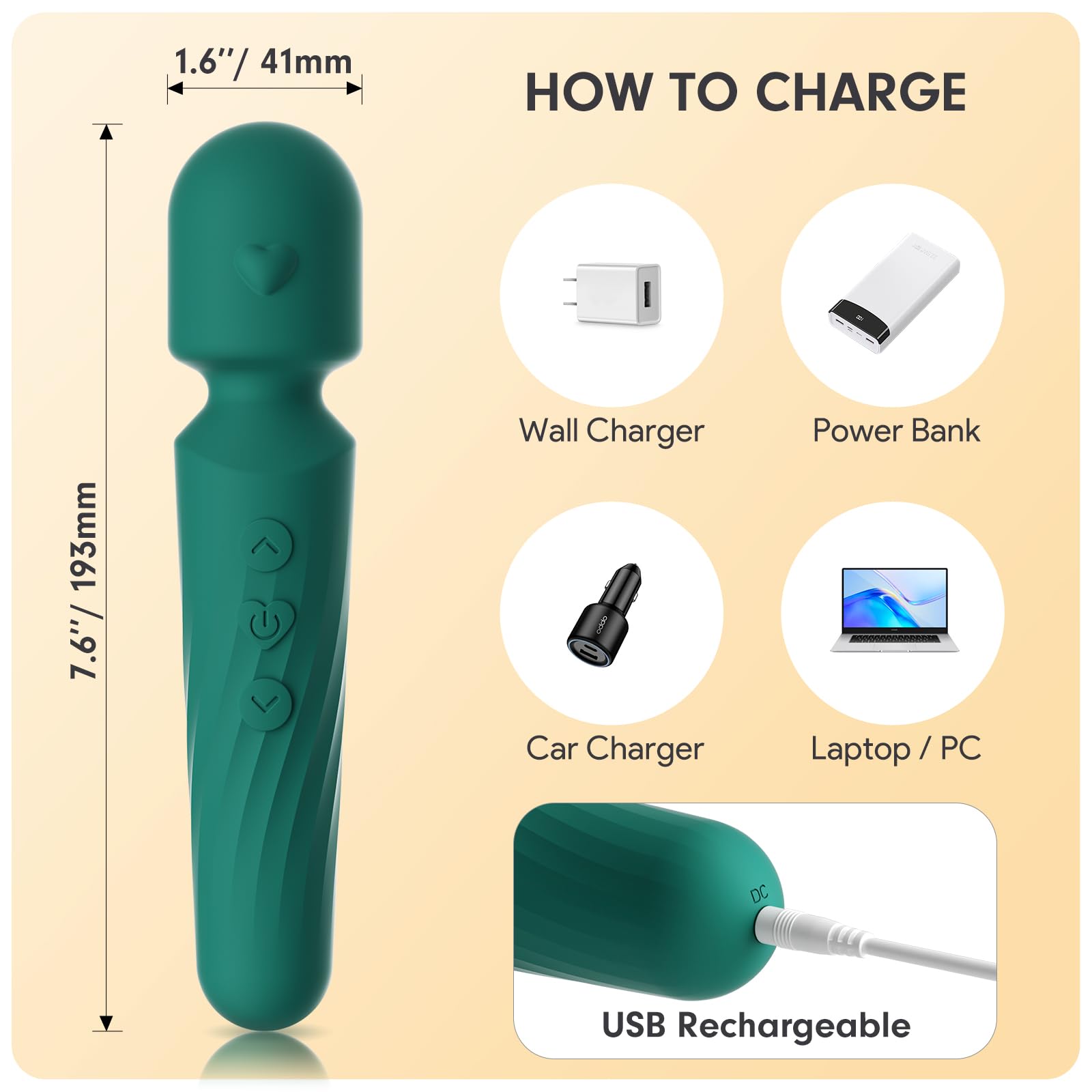 Electric Travel Massager, 10 Modes 5 Speed Powerful Silent Waterproof Handheld Neck Muscle Massage Tool (Green)