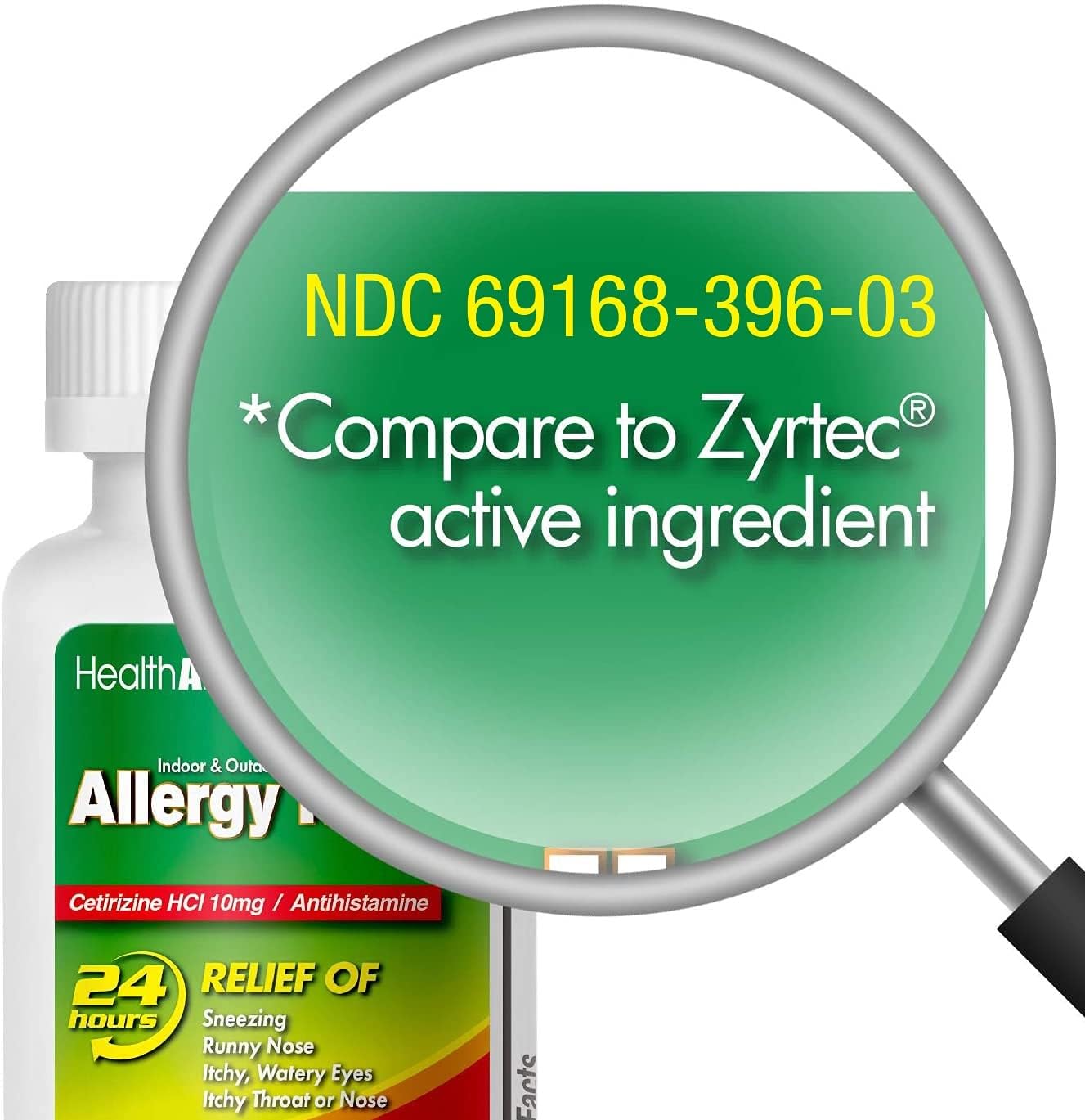 HealthA2Z Allergy Relief | Cetirizine 10mg | All Day Allergy Relief | Indoor & Outdoor | Relief from Itchy Throat, Sneezing, Run