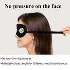 NOHSHE Hope Daisy Silk Eye Mask Sleep Mask Chamomile Flower Rose Sunflower White Black Eye Mask with Adjustable Strap Lightweigh
