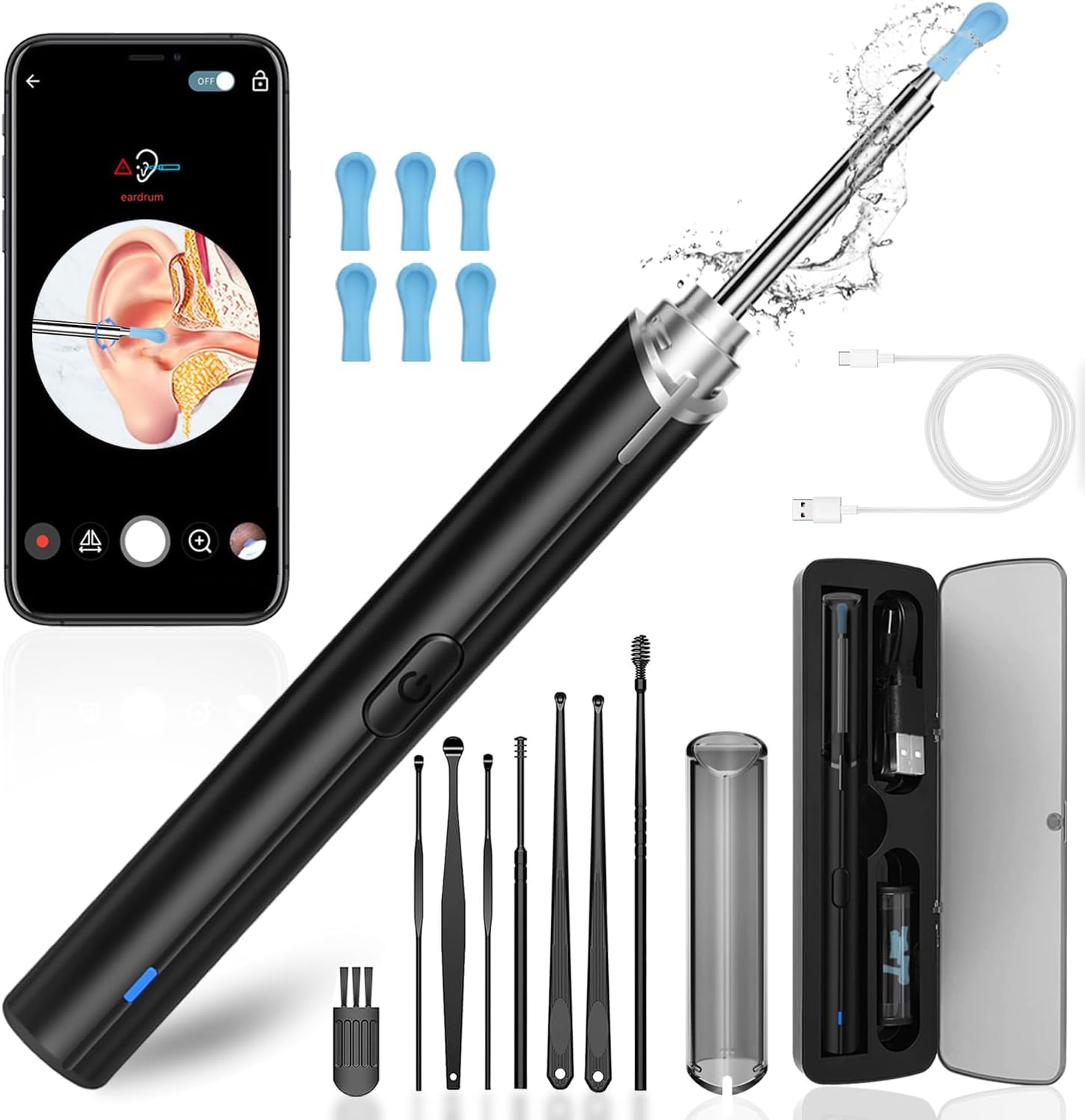 Ear Wax Removal, Ear Cleaning kit with 1296P Camera, Ear Camera with 6 LED Lights, Earwax Remover Tool for iPhone, iPad & Androi