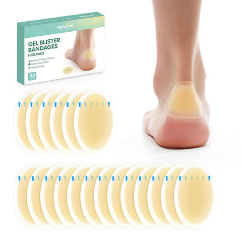 Gel Blister Bandages Blister Pads - Welnove 20ct Blister Cushions - Waterproof Hydrocolloid Bandages for Feet, Fingers, Toes, He