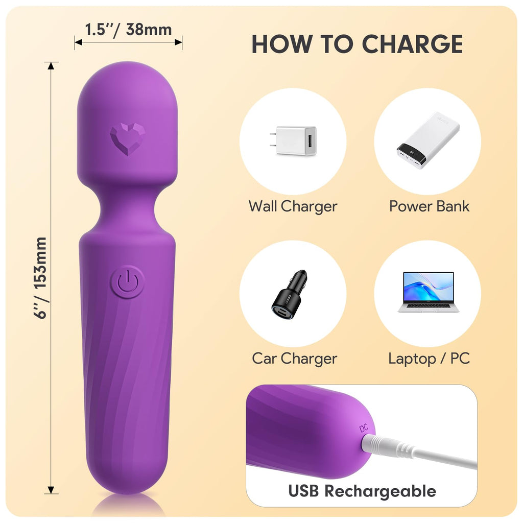 MANFLY Rechargeable Mini Massage Tool, Handheld Quiet Powerful Neck Muscle Massager, Purple