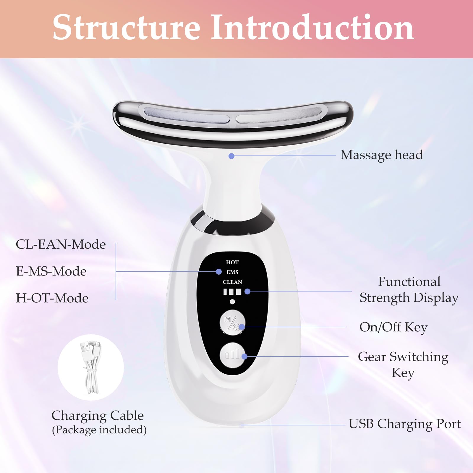 New Red-Light-Therapy-for-Face and Neck Massager,7 Colors Womens Skin Rejuvenation Lifting Facial Massager Tool for Toning,Glow