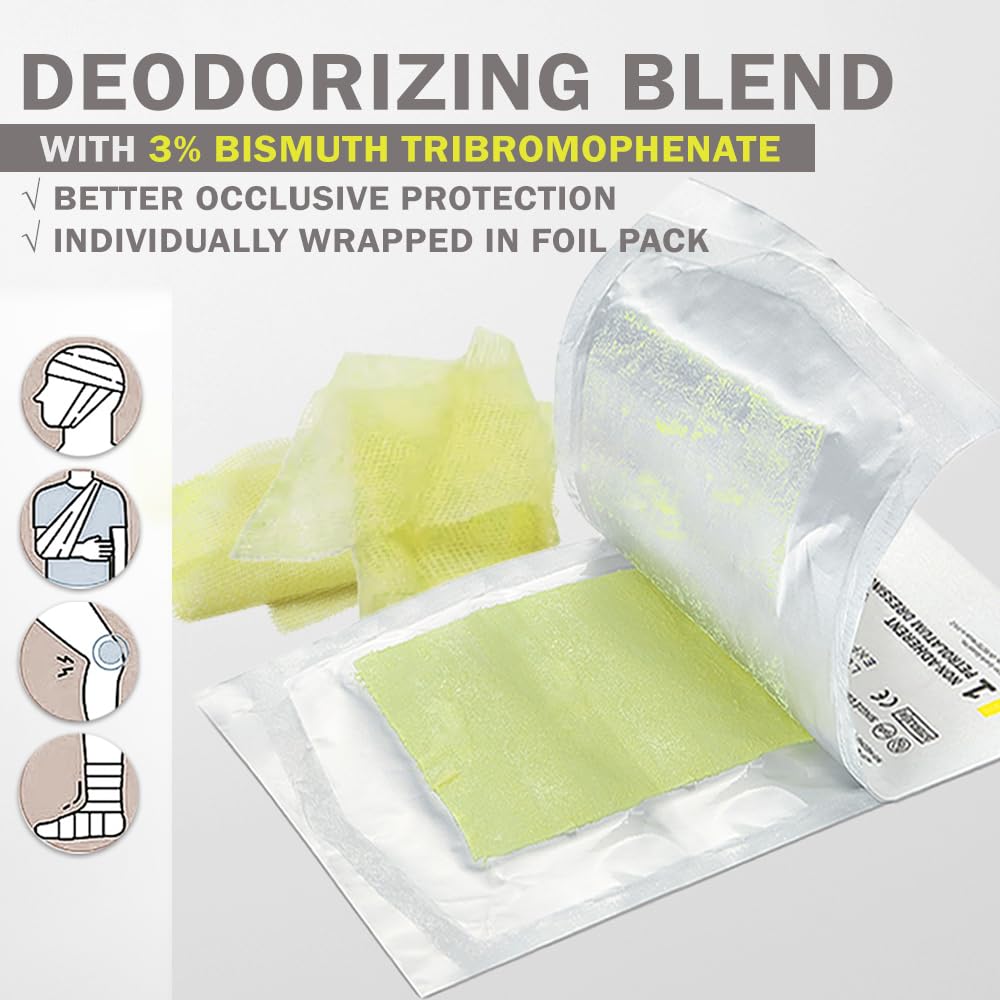 EVERLIT Xeroform Petrolatum Dressing | Sterile, Non-Adherent Occlusive Fine Mesh Gauze Pad | Non-Toxic, Gentle Patch for Burns,