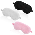 Qianyu 3 Pcs Plush Sleeping Eye Masks Soft Fuffy Sleeping Eye Cover Comfortable Sleep Women Faux Fur Eye Shade Bulk Nap Sleeping
