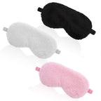 Qianyu 3 Pcs Plush Sleeping Eye Masks Soft Fuffy Sleeping Eye Cover Comfortable Sleep Women Faux Fur Eye Shade Bulk Nap Sleeping