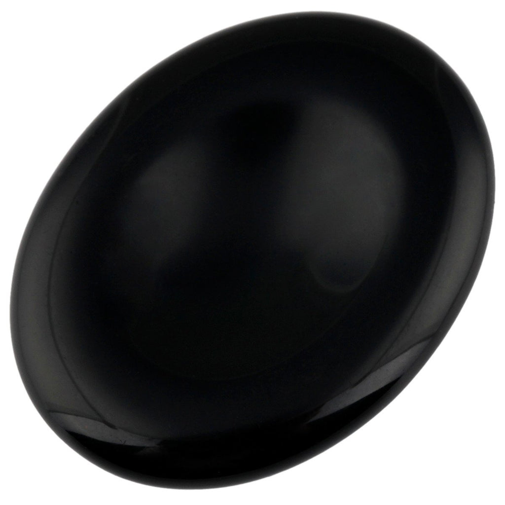 SUNYIK Handcarved Thumb Worry Stone, Polished Palm Pocket Stones Healing Crystals, Oval Black Obsidian