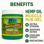 Mariguanol Extra Strong Muscle Rub Gel with Hemp Oil 4 Oz. - Alleviates Aches, Muscle Stiffness, & Improves Joint Mobility - Net