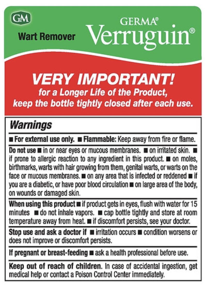 Verruguin Liquid Wart Remover Salicylic Acid 17% Removedor De Verrugas (14.8 mL)