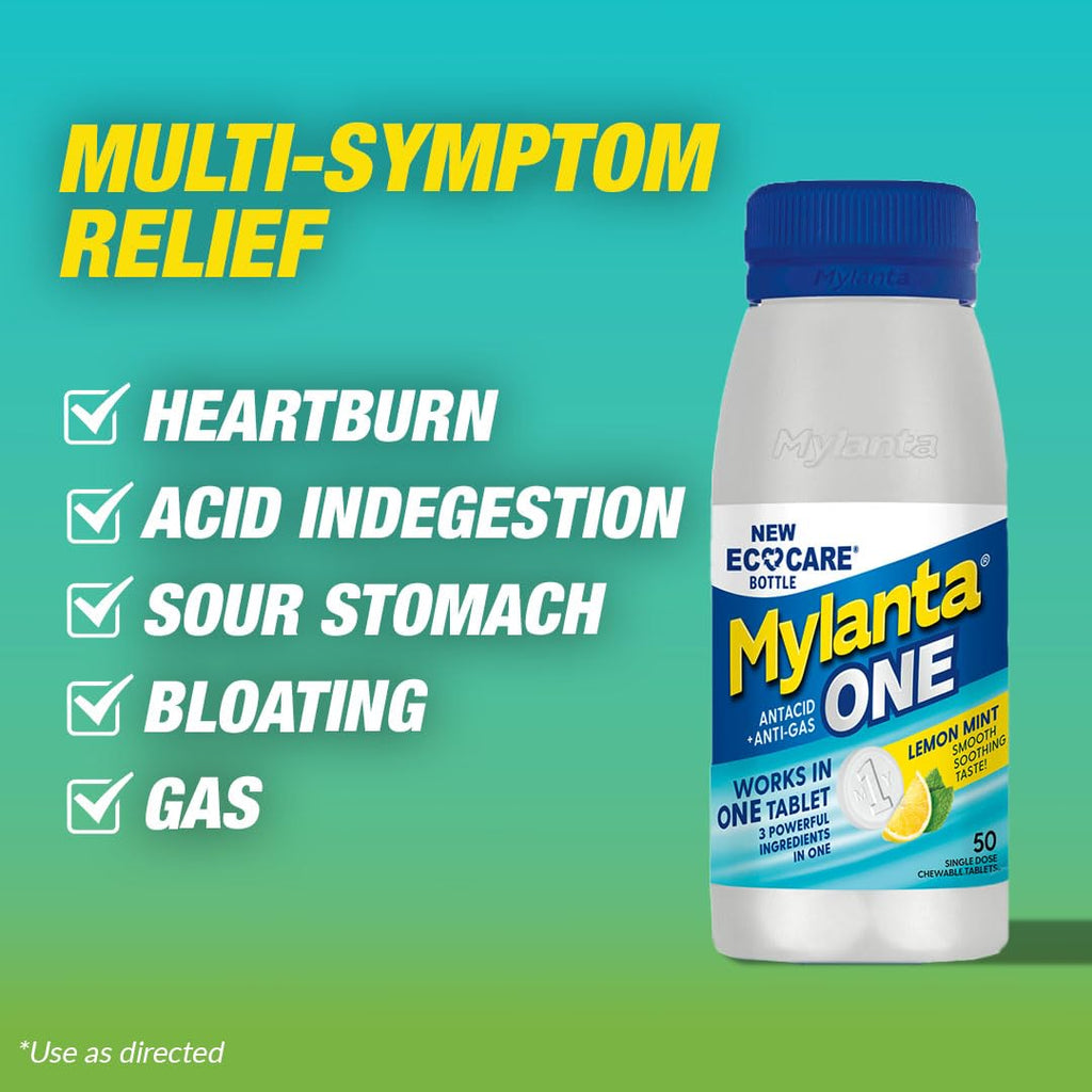 Mylanta One, Lemon Mint Flavor, 50 Count, EcoCare PCR