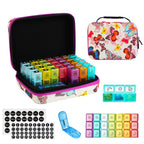 GZWENHAN 31-Day Monthly Pill Organizer with 3 Daily Compartments, Travel Medication Box with Pill Cutter, AM PM Storage Case (Bu