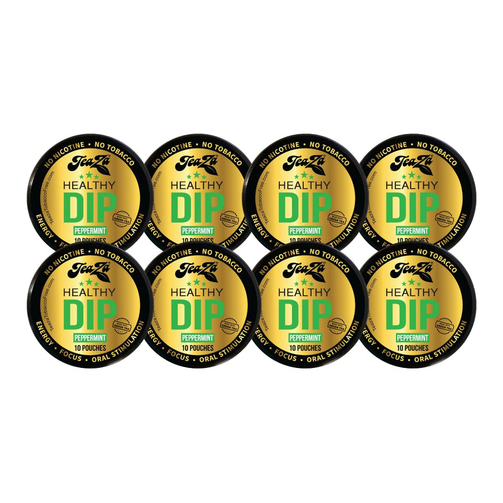 TeaZA Herbal Energy Pouches, Nicotine Free Tobacco Free Smokeless Alternative Snuff, Made with Green Tea Caffeine Dip Pouches, P