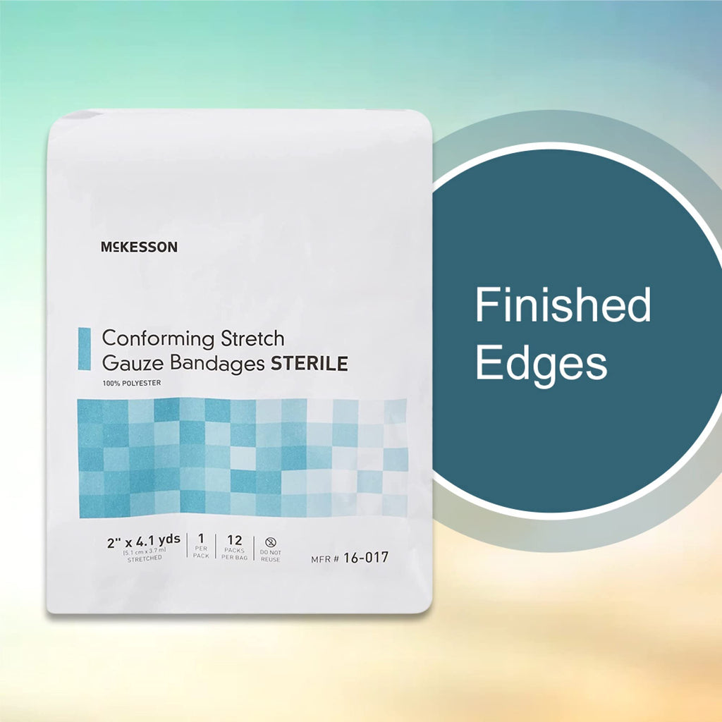 McKesson Conforming Stretch Gauze Bandages, Sterile, 2 in x 4 1/10 yd, 12 Count