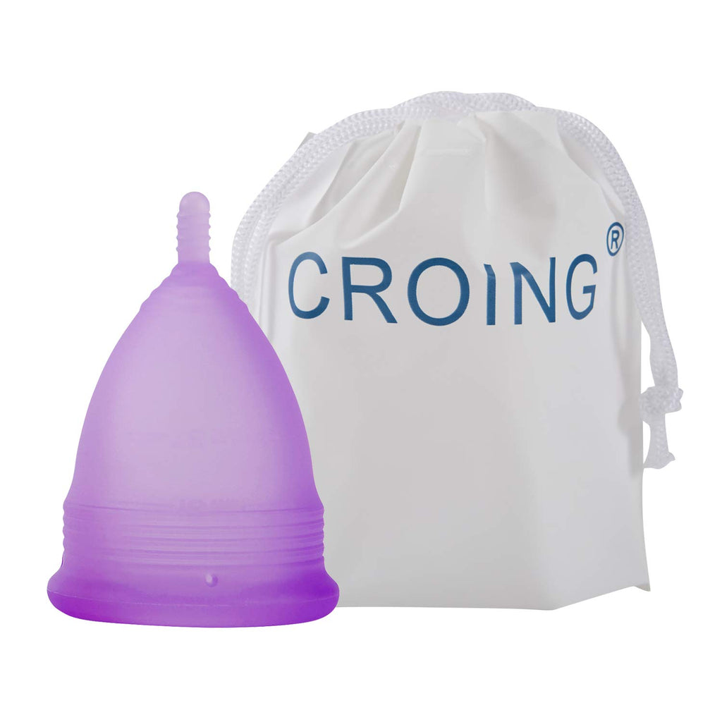 Croing ?????????????????? ???????? Reusable Menstrual Cup Set of 4, Period Cup, 2 pcs Small and 2 pcs Large (Purple and White)