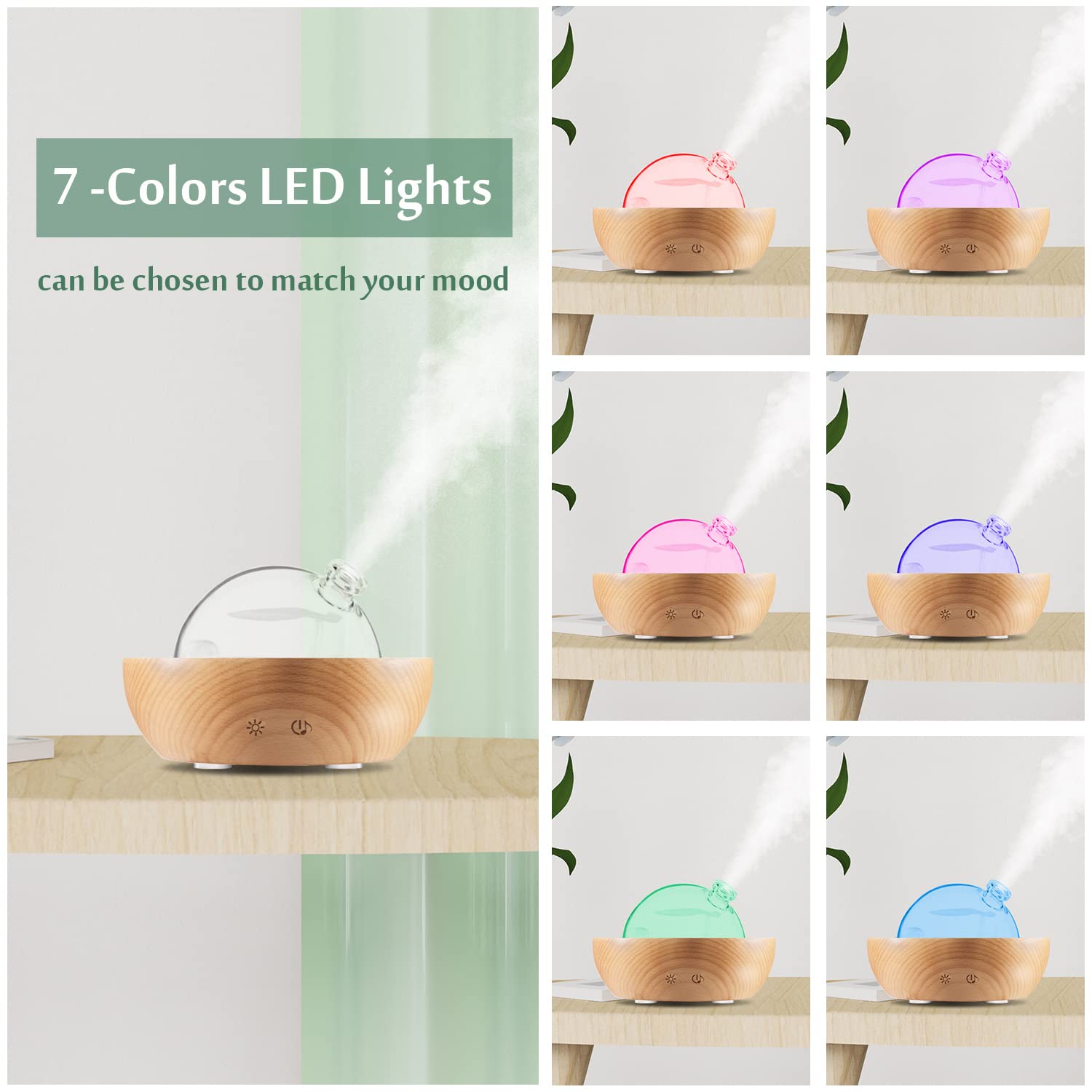 Kakoda Glass Essential Oil Diffuser,Real Wood Base,Bluetooth Speaker,2025 Upgrade Aromatherapy Diffuser,Aroma Diffuse with Music