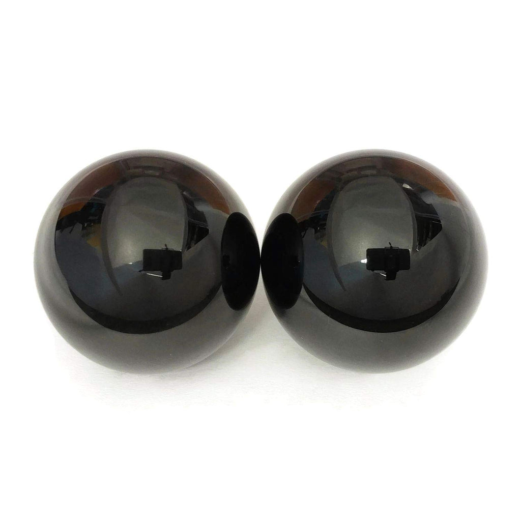 Top Chi Black Obsidian Baoding Balls with Carry Pouch for Hand Therapy, Exercise, and Stress Relief (Medium 1.5 Inch)