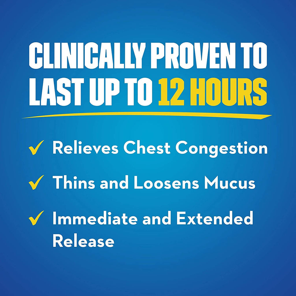 Mucinex Maximum Strength Chest Congestion Medicine for Relief, Expectorant, Lasts 12 Hours, Extended-Release Bi-Layer Tablets, 4