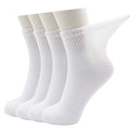 LIN PERFORMANCE Ankle Diabetic Socks for Women and Men Non-Binding Top Cushion Sole Moisture Wicking, 4 Pairs (10-13, White)
