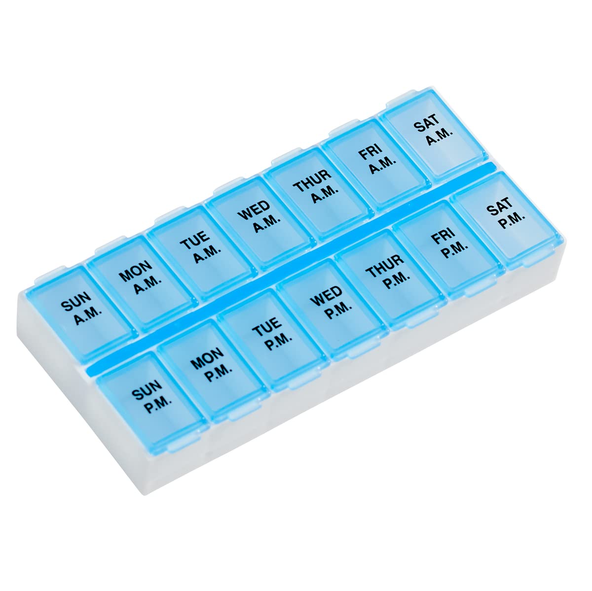 EZY DOSE Weekly (7-Day) AM/PM Pill Case, Medicine Planner, Vitamin Organizer, Medium Compartments, 2 Times a Day, Color May Vary
