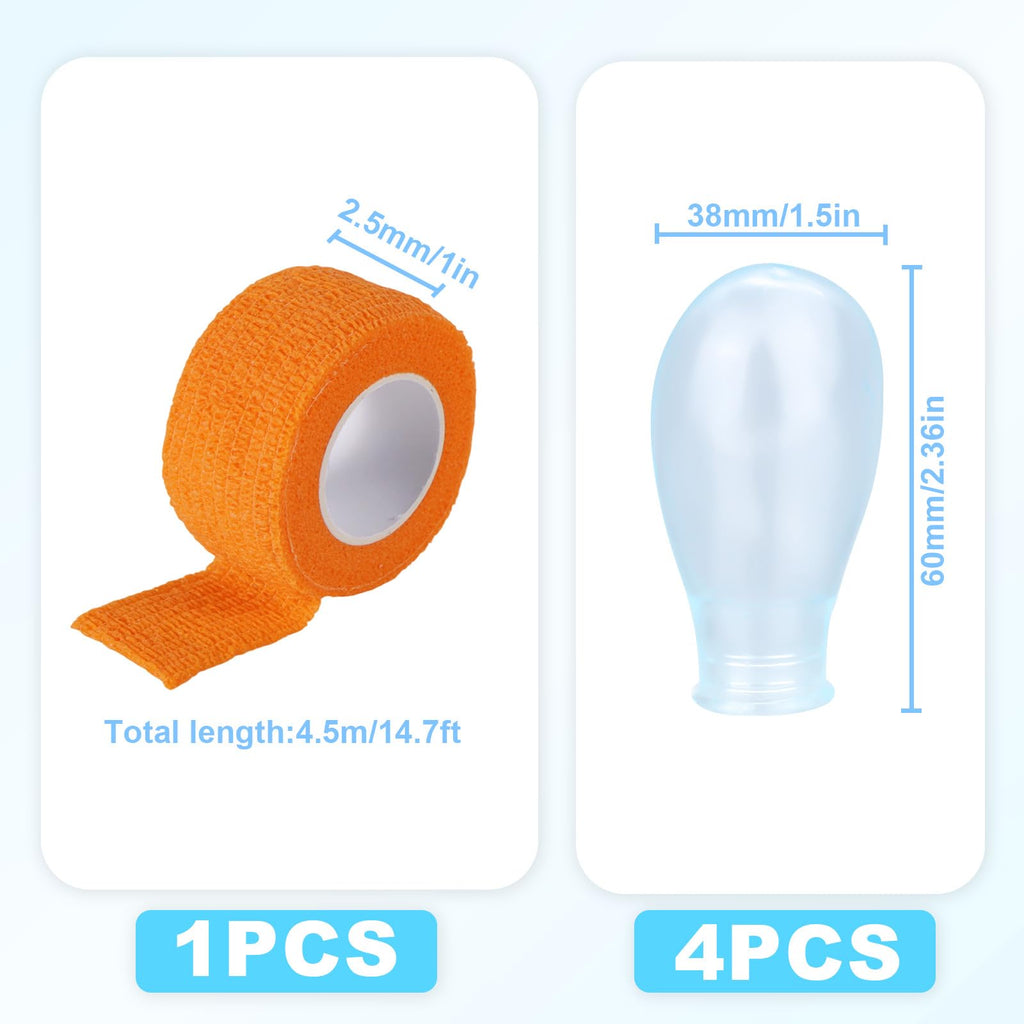 4pcs Waterproof Toe Protector, Reusable Silicone Toe Sleeve with Nursing Bandage for Shower Swimming Pedicure Manicure Nail Soak