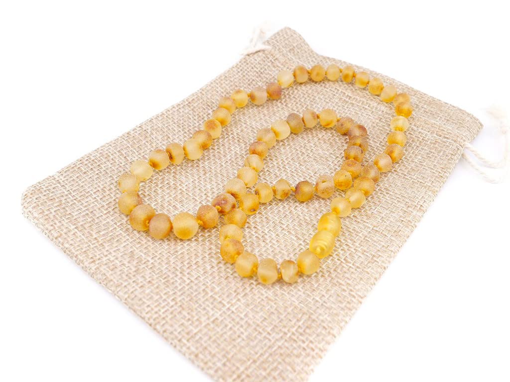 Baltic Amber Necklace for Adult - Natural Amber from Baltic Region, Genuine Amber (17.7 inch, RAW Honey)