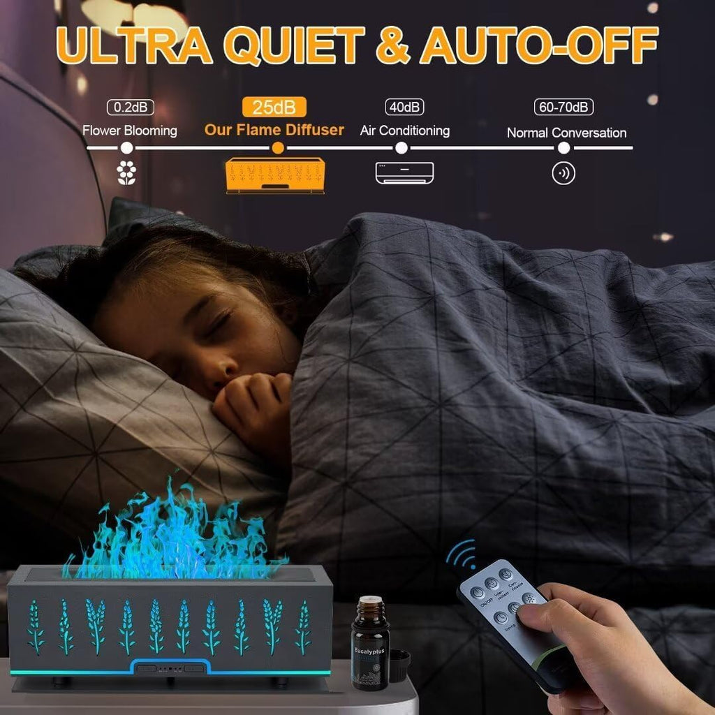 WENPHONE Colorful Essential Oil Diffuser, Flame Oil Diffuser, 7 Colors Changing Oil Aromatherapy Diffuser, 200ml Cool Mist Ultra
