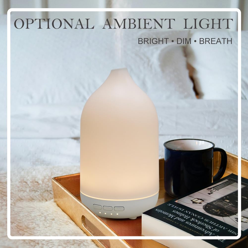 Essential Oil Diffusers, Aromatherapy Diffuser for Essential Oils, 100ml Oil Diffusers for Large Room - 5 Timers, Warm Ambient L