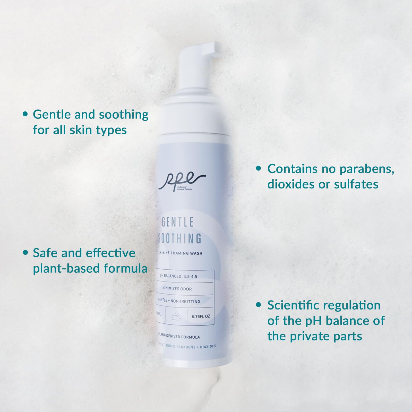 RPE Life Soothing Foaming Feminine Wash for Women, Gentle Plant-Based Body Wash for Sensitive Skin, Ph Balance - Vaginal Reduces