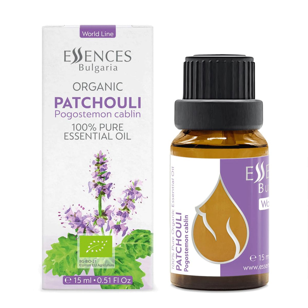 Essences Bulgaria Organic Patchouli Essential Oil 0.51 Fl Oz 15ml Pogostemon cablin - 100% Pure Natural Undiluted Therapeutic Gr