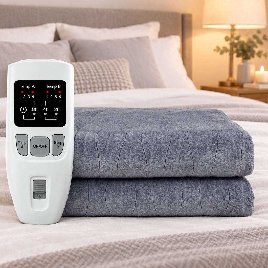 220V Electric Blanket with Dual Controls and 4 Heat Settings