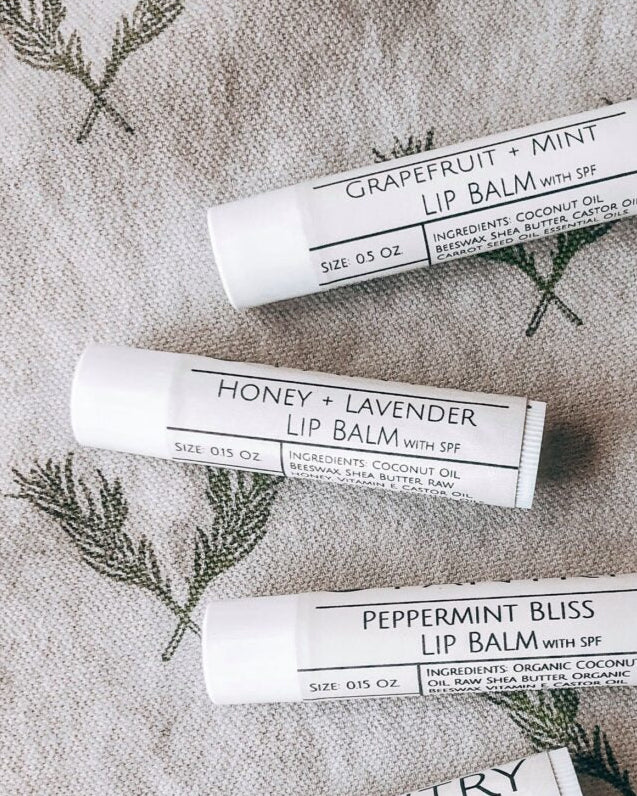 Handpoured Lip Balm w/ SPF 15 | Clean, natural, dry lip balm