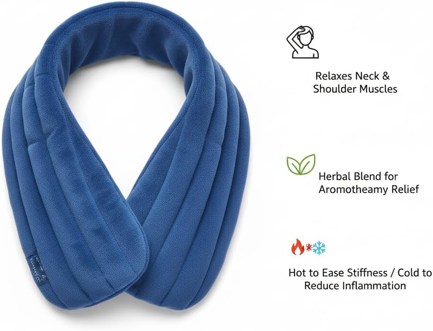 Herbal Concepts Hot & Cold Therapy Set – Eye Mask, Neck Wrap, Mittens & Booties with 12 Herb Aromatherapy Blend for Stress & Pain Relief – Soft Minky Fabric, Reusable, Comfortable (Blue)