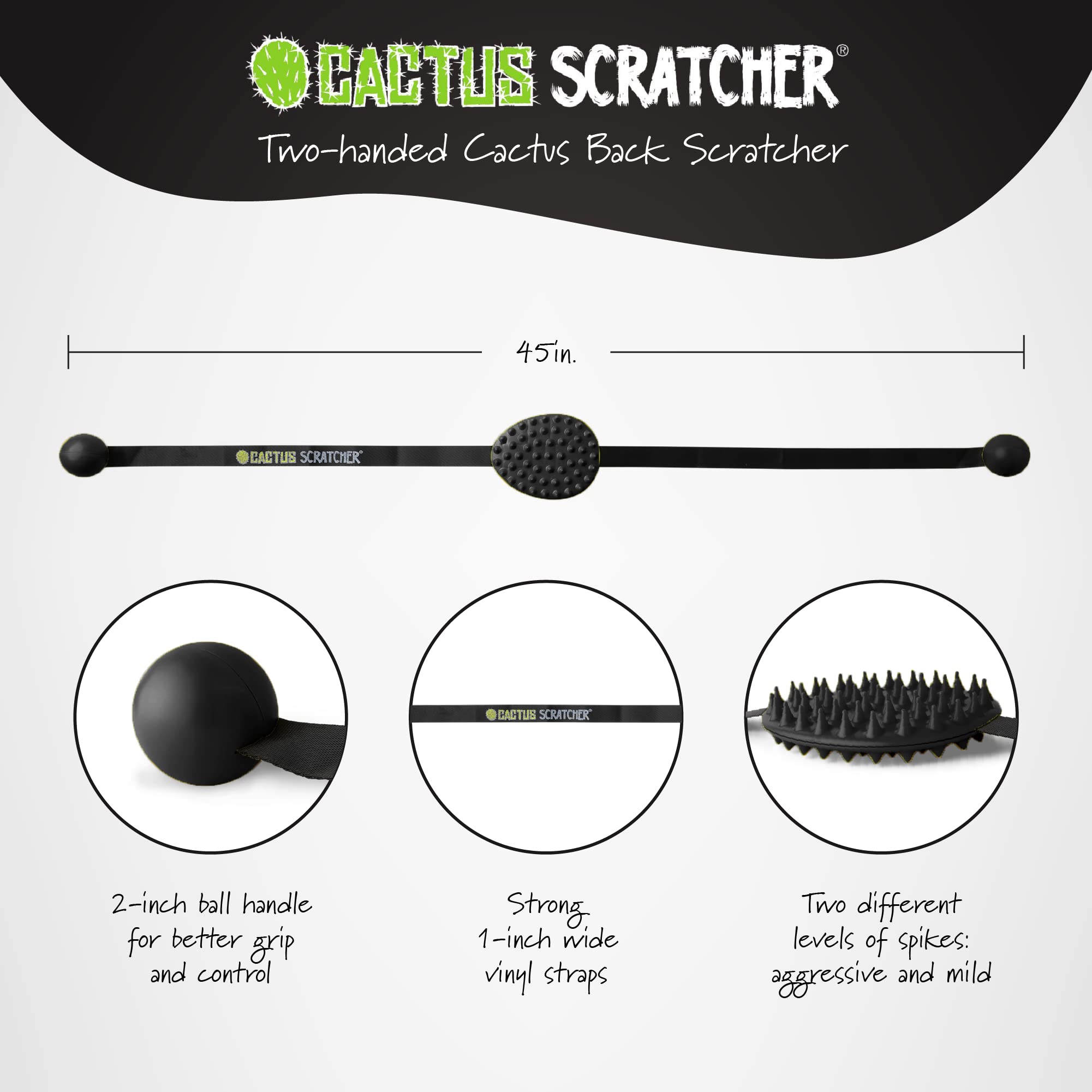 Cactus Scratcher Original Back Scratcher for Itching Relief, 2-Sides with Aggressive & Soft Spikes, Long Handheld Scratchers for