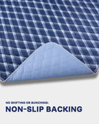Non-Slip Bed Pads for Incontinence Washable (36 x 52|2 Pack), Waterproof Bed Pads, Navy Blue Grid, Bed Wetting Pads for Bed, Sof