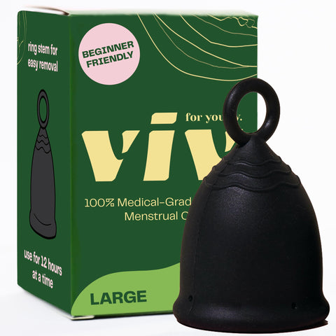 Viv for Your V Menstrual Cup | Large | Safe, Comfortable, Alternative to Tampons and Pads | Ring for Easy Removal | Medical-Grad