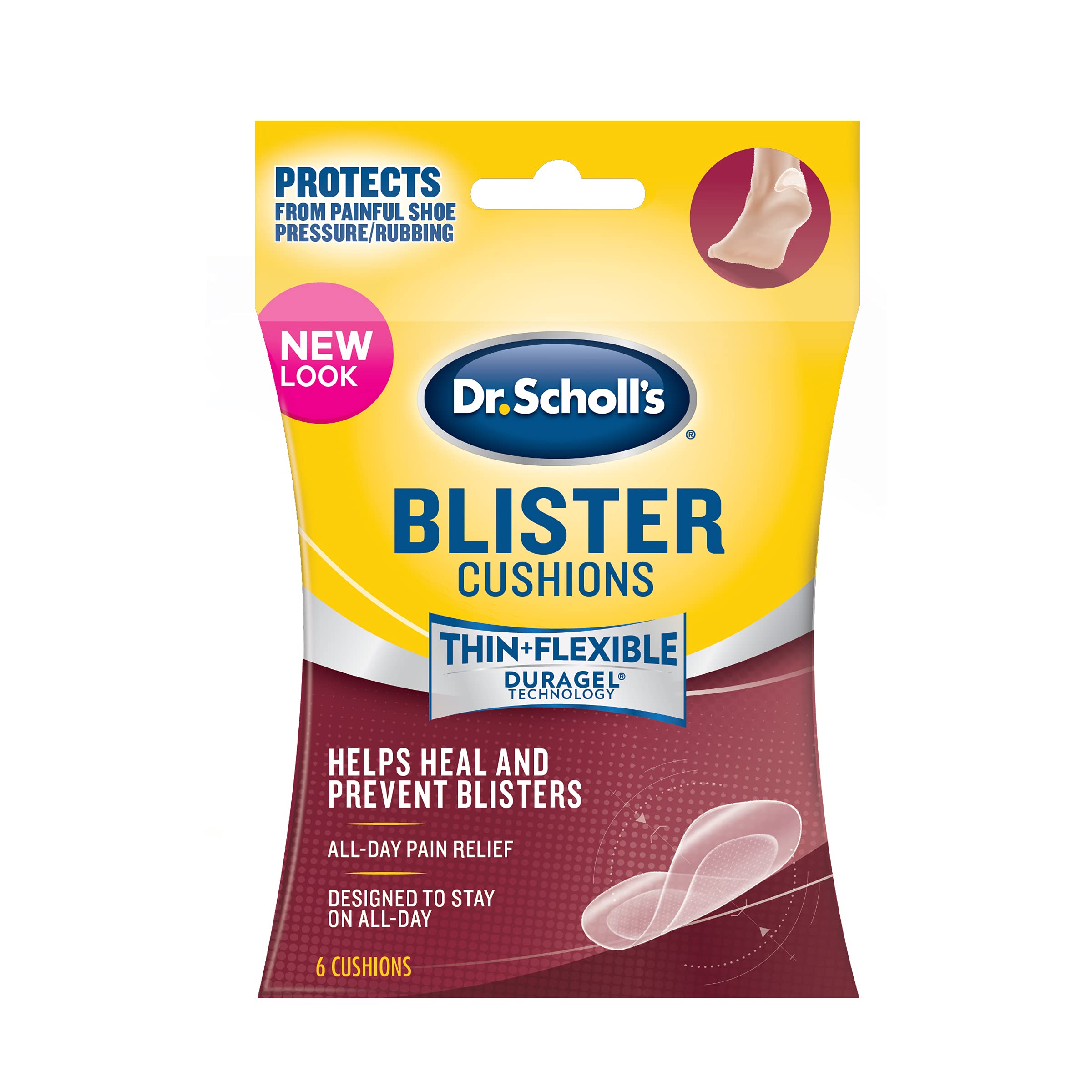 Dr. Scholl's Blister Cushion with Duragel Technology, 6ct // Heal and Prevent Blisters with Cushioning That is Sweat-Resistant,