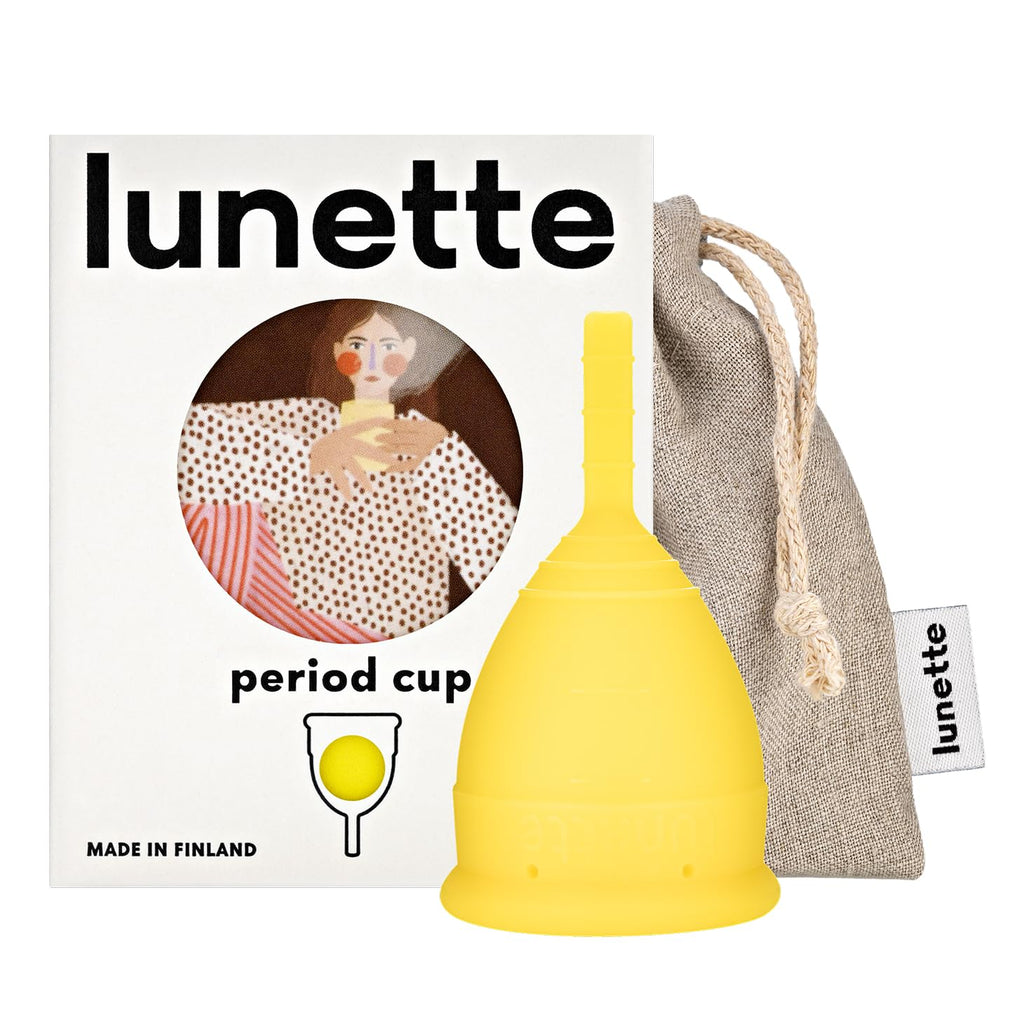 Lunette Menstrual Cup - Best Reusable Period Cup - Wear for 12 Hours and Reuse up to 10 Years, Yellow Size 1 for Light to Modera