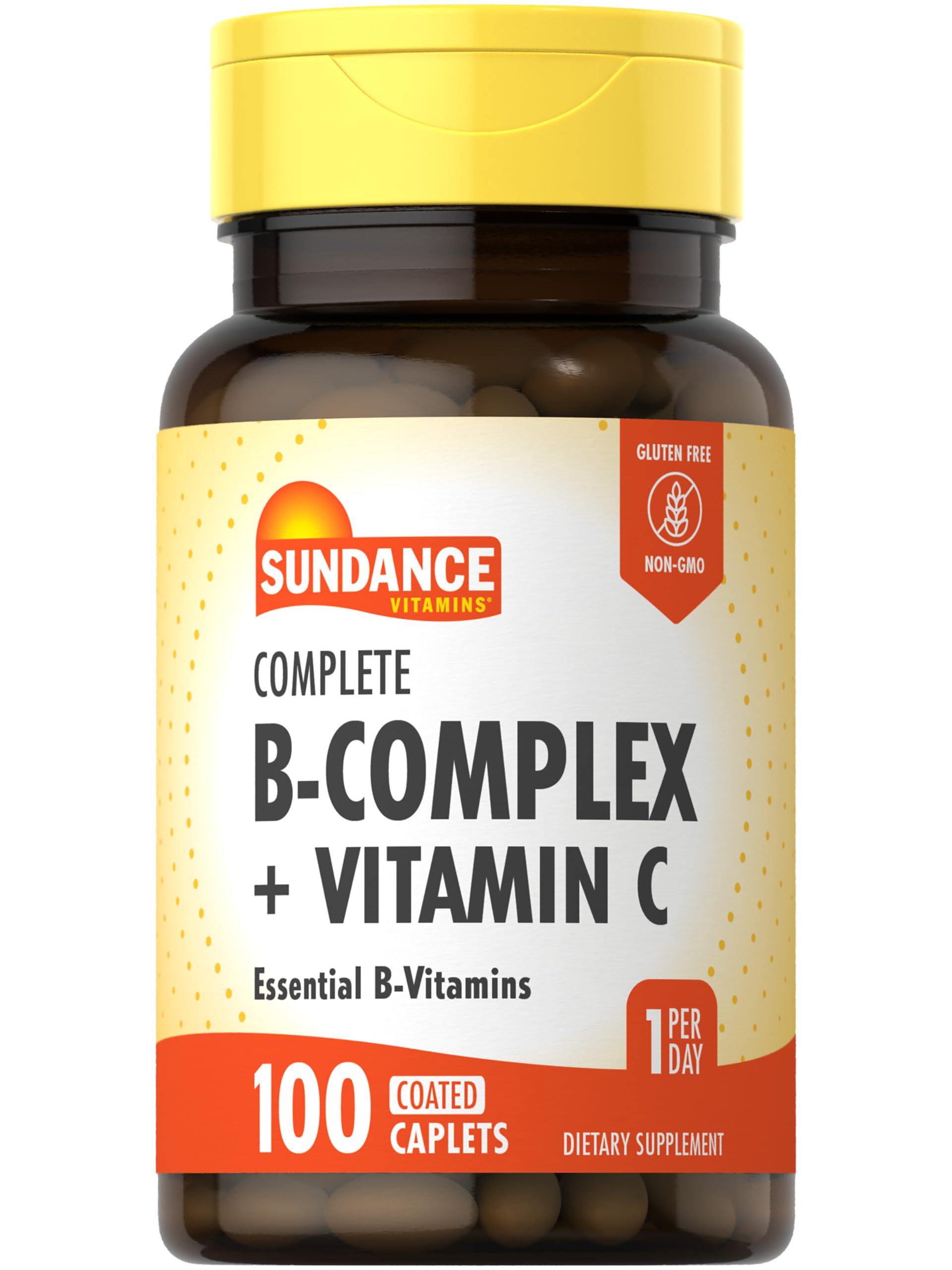 Sundance Complete B-Complex with Vitamin C | 100 Caplets | Essential Vitamin Formula | Vegetarian, Non-GMO, and Gluten Free Form