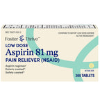 Foster & Thrive Aspirin Low Dose 81 mg, Enteric Coated Tablets, Doctor Recommended, Secondary Prevention of Cardiovascular Disea