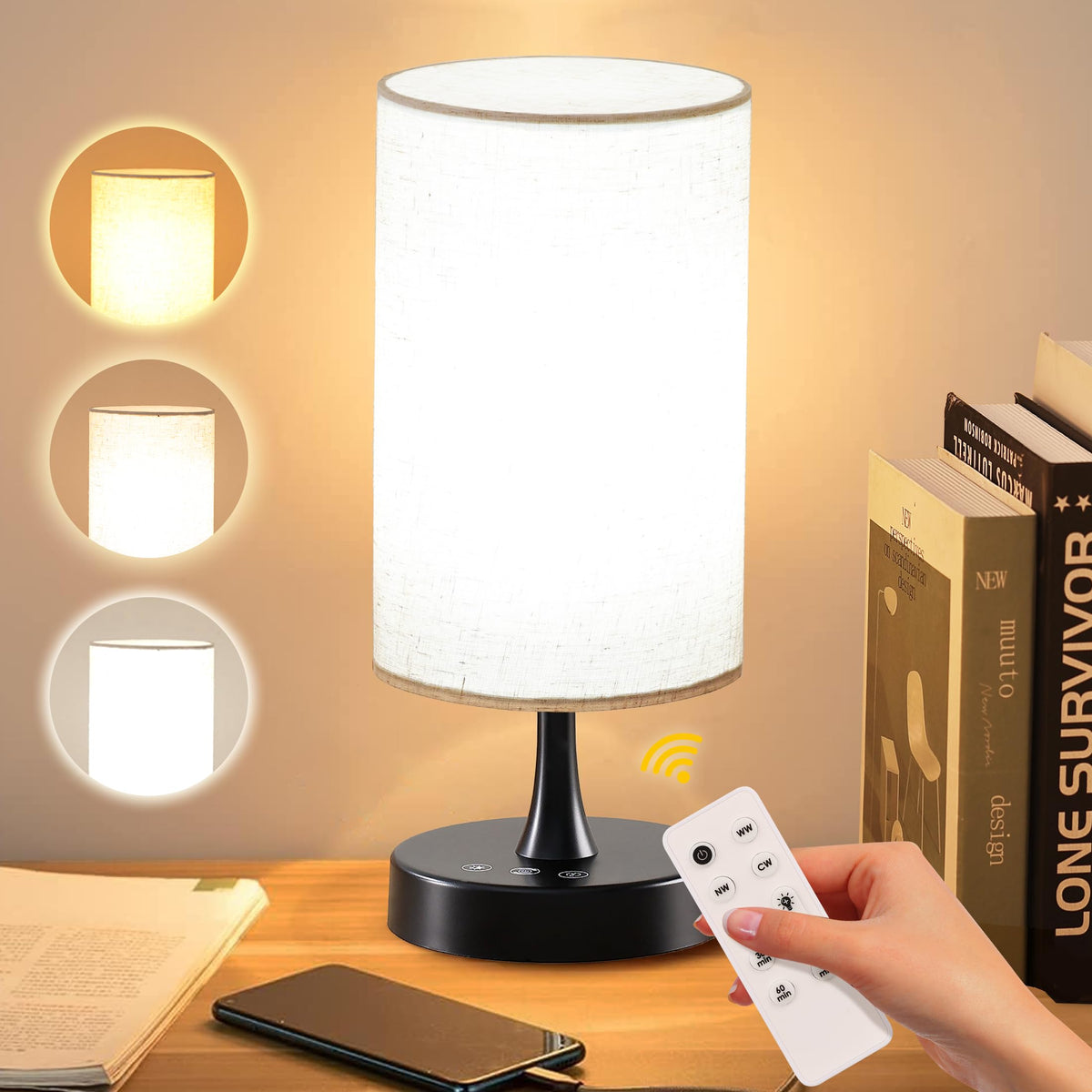 Caromolly Light Therapy Lamp, 10000 Lux Lamp with Remote Control, 3 Color Temperature & 4 Brightness Level & Timer, Daylight Lam