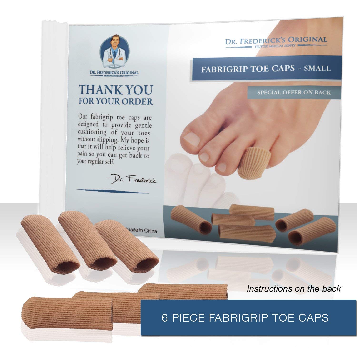 Dr. Frederick's Original Fabric Toe Caps - Toe Separators - 3 Pairs - Size Small
