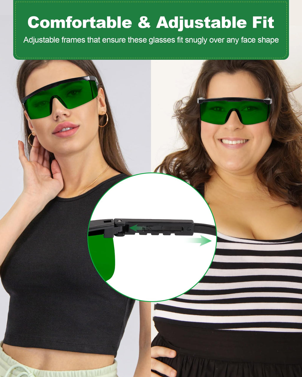 Red Light Therapy Glasses, See-Through Eye Protection for Red Infrared 200-2000nm Full-Coverage Design Adjustable Fit Transparen